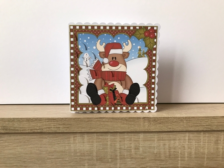 Christmas Rudolph Scalloped Corner Stacker by Hayley Griffiths