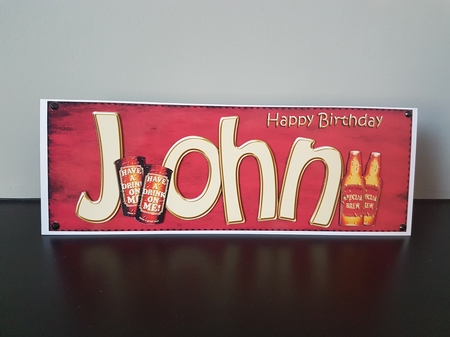 Large Dl Birthday John Beer Card & 3D Decoupage by Hayley Griffiths