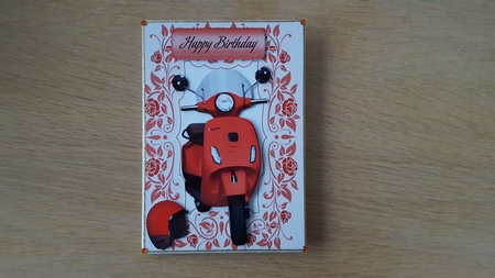 Orange Vespa Scooter in Floral Frame by Hayley Griffiths