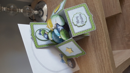 3D Christmas Baubles Rubber Band Pop Up Box Card by Hayley Griffiths