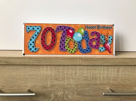 Large Dl 70th Birthday Celebrations Card & 3D Decoupage by Hayley Griffiths