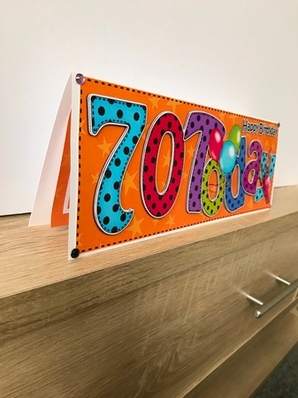 Large Dl 70th Birthday Celebrations Card & 3D Decoupage by Hayley Griffiths