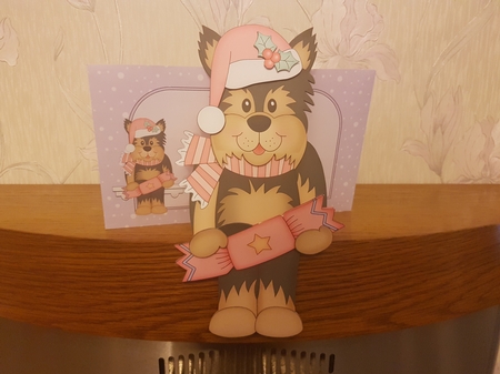 3D on the Shelf Card Kit - Little Christmas Yorkie Dog by Hayley Griffiths