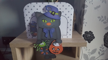 3D on the Shelf Card Kit - Little Halloween Cat Blackjack by Hayley Griffiths