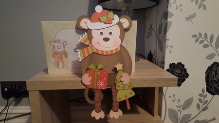 3D on the Shelf Card Kit - Little Christmas Monkey by Hayley Griffiths