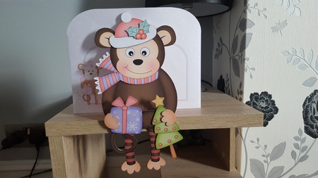 3D on the Shelf Card Kit - Little Christmas Monkey by Hayley Griffiths