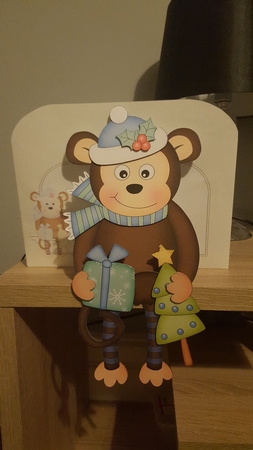 3D on the Shelf Card Kit - Little Christmas Monkey by Hayley Griffiths