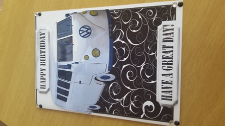 White Split Screen Campervan Over the Edge Card by Hayley Griffiths