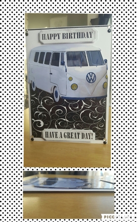 White Split Screen Campervan Over the Edge Card by Hayley Griffiths
