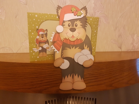 3D on the Shelf Card Kit - Little Christmas Yorkie Dog by Hayley Griffiths