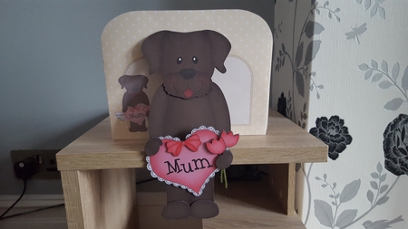 3D on the Shelf Card Kit - Labrador Dog's Heart for Mum by Hayley Griffiths