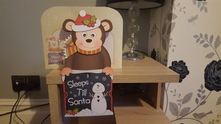 On the Shelf Sleeps Till Santa Card Kit - Cute Little Christmas Monkey Bing by Hayley Griffiths