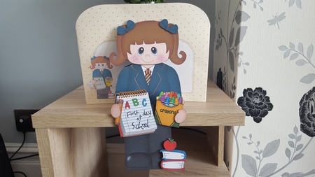 3D On the Shelf Card Kit - Its the 1st day at school for Little Shoolgirl Cyndy by Hayley Griffiths