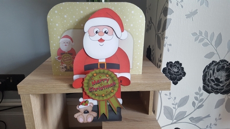 3D On the Shelf Card Kit - Christmas Santa with Seasonal Greetings Rosettes by Hayley Griffiths