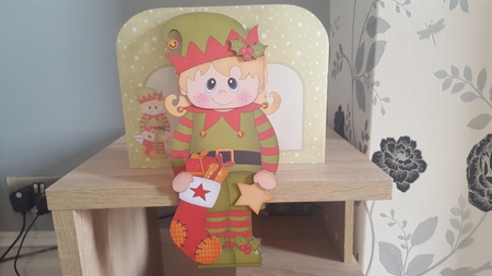 3D On the Shelf Card Kit - Christmas Little Elf has a Christmas Stocking by Hayley Griffiths