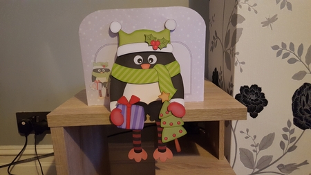 3D On the Shelf Card Kit - Christmas Pip Penguin has a Tree and Present by Hayley Griffiths