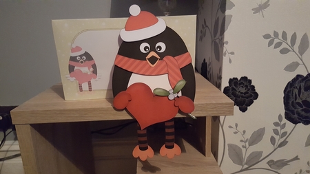 3D On the Shelf Card Kit - Christmas Penguin Pip has a Love Heart by Hayley Griffiths