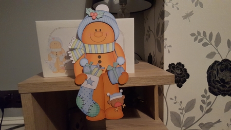 3D On the Shelf Card Kit - Christmas Gingerbread Man has a Christmas Stocking and Present by Hayley Griffiths