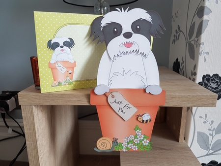 3D On the Shelf Card Kit - Flower Pot Friends Little Shih Tzu Dog Duke by Hayley Griffiths