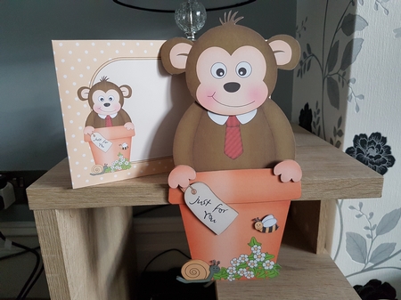 3D On the Shelf Card Kit - Flower Pot Friends Little Monkey Bing by Hayley Griffiths