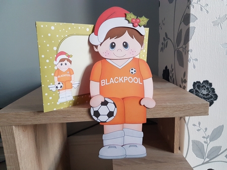 3D On the Shelf Card Kit - Little Christmas Footballer plays for Blackpool by Hayley Griffiths
