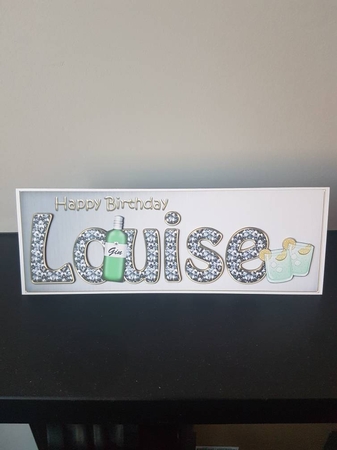 Large DL Happy Birthday LOUISE 3D decoupage by Hayley Griffiths