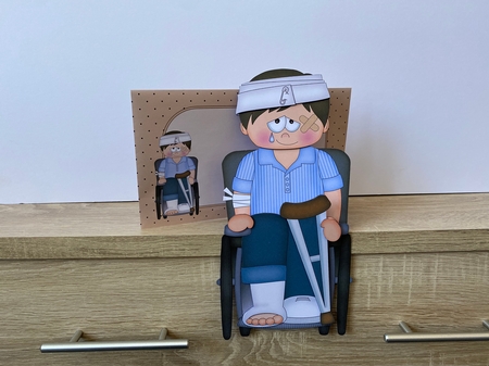 3D On the Shelf Card Kit - OOps Ouch Young Man Devan has had an Accident by Hayley Griffiths