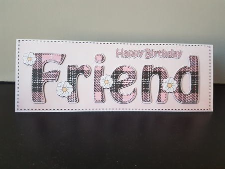 Large DL Happy Birthday FRIEND 3D decoupage  by Hayley Griffiths