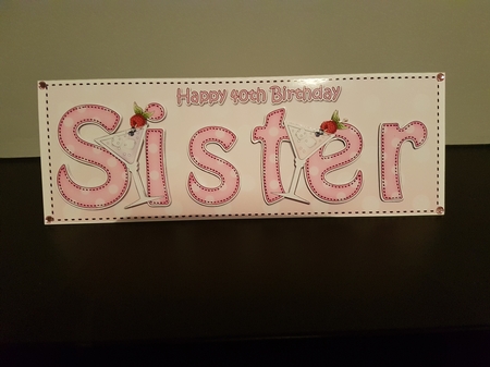 Large DL Happy 40th Birthday SISTER 3D decoupage by Hayley Griffiths