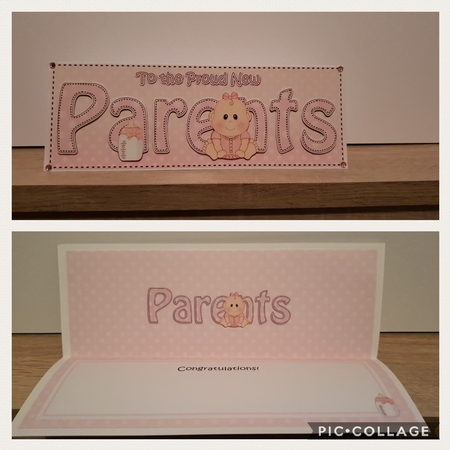 Large DL TO THE PROUD NEW PARENTS 3D decoupage by Hayley Griffiths