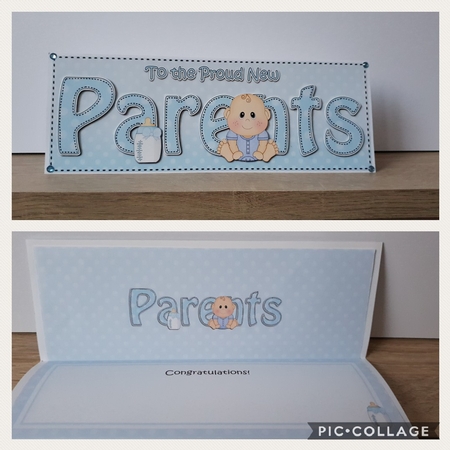 Large DL TO THE PROUD NEW PARENTS 3D decoupage by Hayley Griffiths