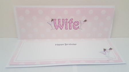 Large DL Happy Birthday WIFE insert by Hayley Griffiths