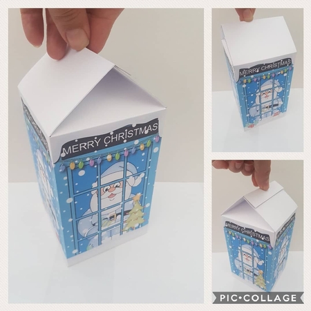 3D Christmas Phone Box Milk Carton Treat Box - Santa by Hayley Griffiths