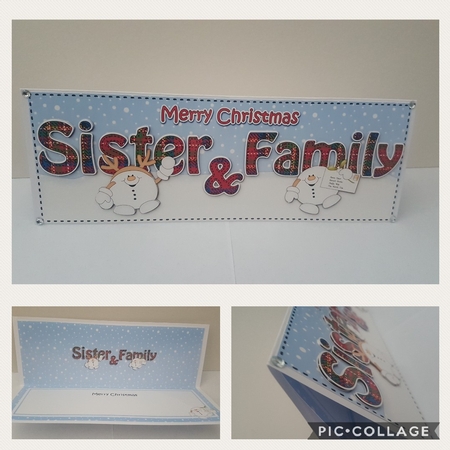 Large DL Merry Christmas SISTER & FAMILY 3D decoupage by Hayley Griffiths