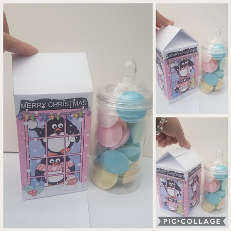 3D Christmas Phone Box Milk Carton Treat Box - Pip Penguin by Hayley Griffiths