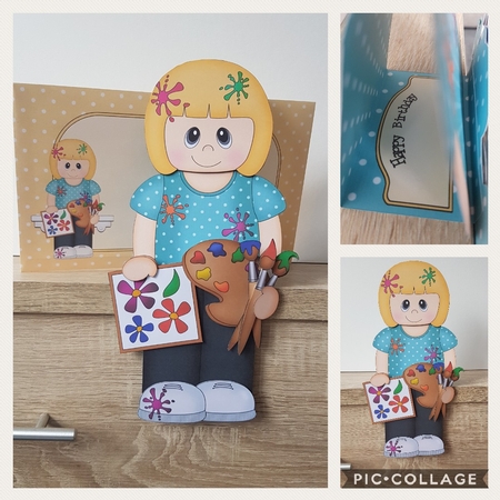 3D On the Shelf Card Kit - Little Artist Kristy is being very creative in the Studio by Hayley Griffiths