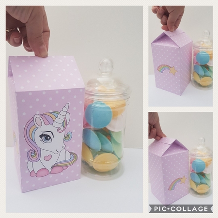 3D Milk Carton Treat Box - Cute Little Unicorn Rainbow  by Hayley Griffiths