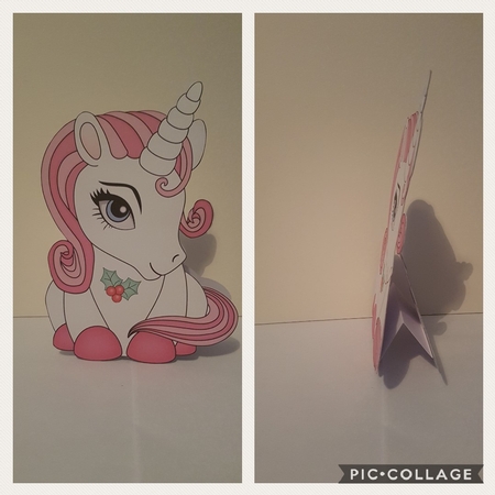 3D Shaped Christmas Card Kit - Cute Unicorn Sparkle by Hayley Griffiths
