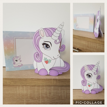 3D Shaped Christmas Card Kit - Cute Unicorn Magic by Hayley Griffiths