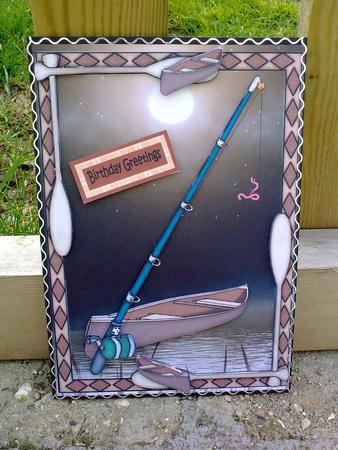 Night Fishing Card Front with Decoupage by Hayley Griffiths