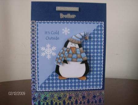It's Cold Outside - Penguin Card Front Decoupage by Hayley Griffiths