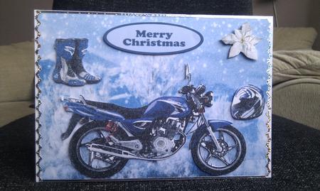 Blue Motor Bike,with Snow Scene by Hayley Griffiths