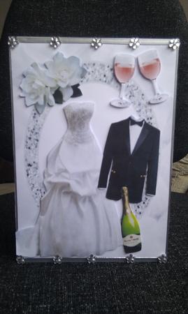 Beautiful White Gown & Tuxedo with Champagne by Hayley Griffiths