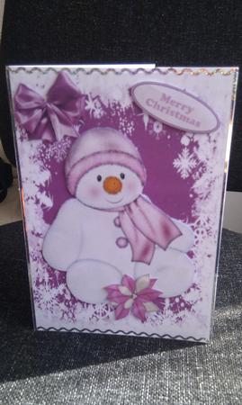 Cute Little Snowman in Pink Hat by Hayley Griffiths