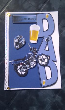 Motor Bike with Crash Helmet & Beer for Dad,over the Edge by Hayley Griffiths