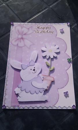A5 Little Bunny Girl Felties Scalloped Edge N 3D Decoupage by Hayley Griffiths