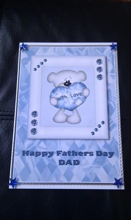 Blue & White Heart Bear - Dad Fathers Day by Hayley Griffiths