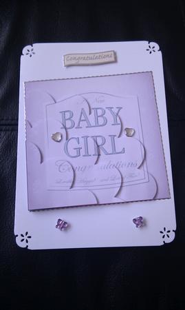 Baby Girl Champers Label Shell Edged Corner Side Stacker by Hayley Griffiths