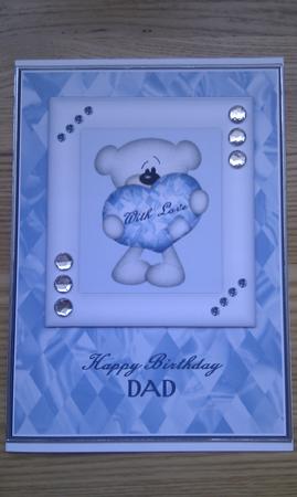 Blue & White Heart Bear - Dad Birthday by Hayley Griffiths