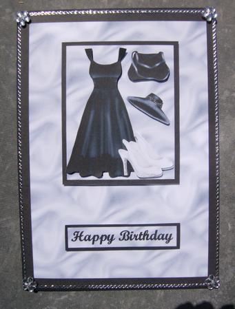 Black, White and Satin Ladies Fashion Decoupage Card by Hayley Griffiths
